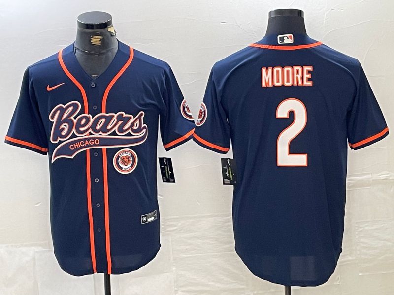 Men Chicago Bears #2 Moore Blue Joint Name 2024 Nike Limited NFL Jersey style 4->chicago bears->NFL Jersey